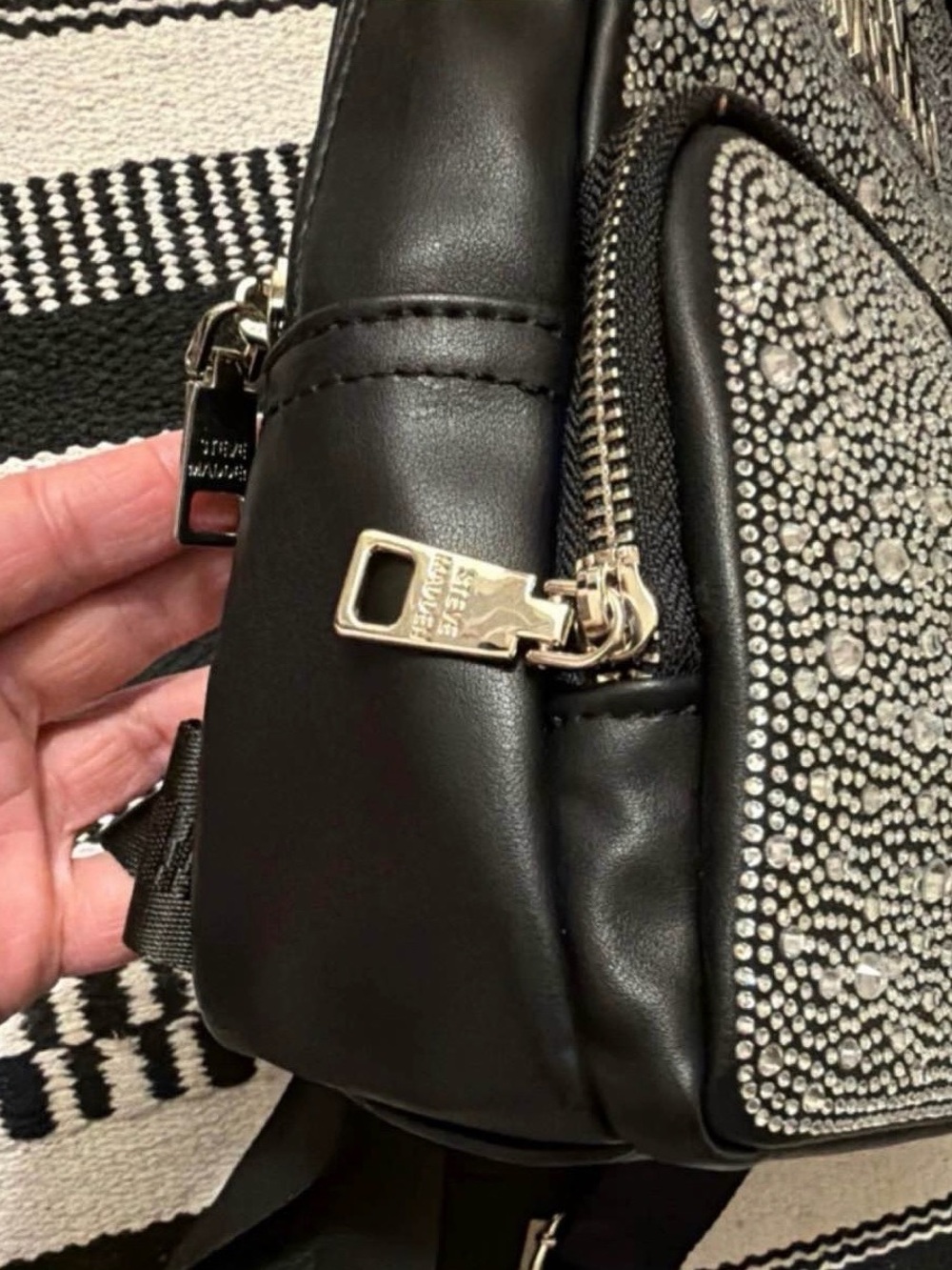 Steve Madden Black Rhinestone Mini Backpack - Picture 5 of 8